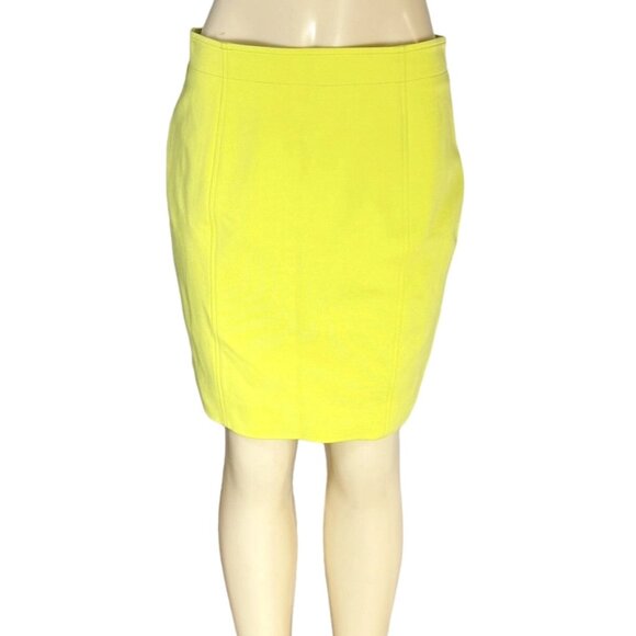 Dana Buchman Y2K Vibrant Neon Yellow‎ Straight Short Skirt Stretch Lined 12 - Picture 3 of 14